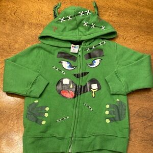 Green Monster Face Kids Hoodie
